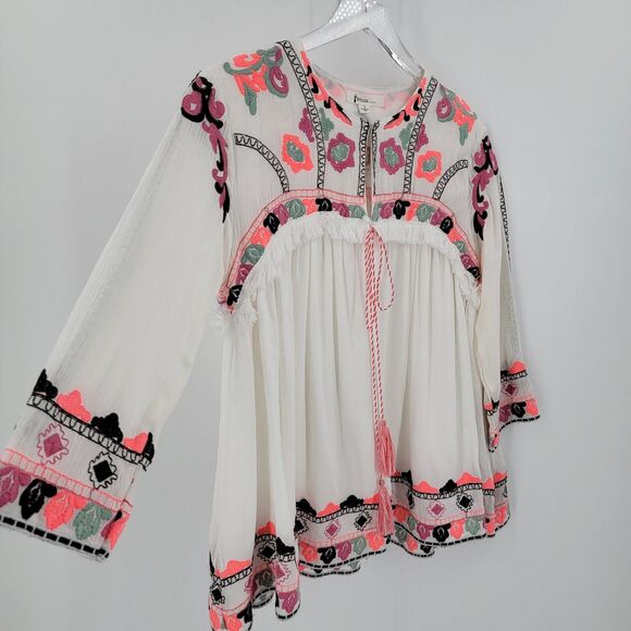 Nylon Apparel Swing Top Women's Small Open Front Embroidered Floral - Picture 11 of 15